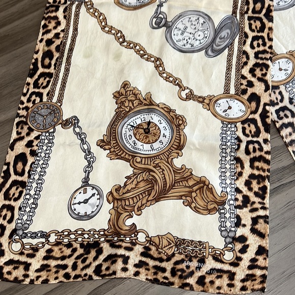 90’S SILK SCARF ADRIANNE LANDAU CLOCKS WATCHES - Picture 2 of 10